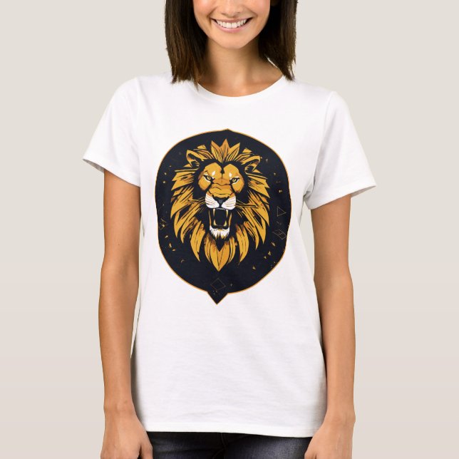 Kalejdoskopisk geometrisk lejon-t-shirt t shirt (Framsida)