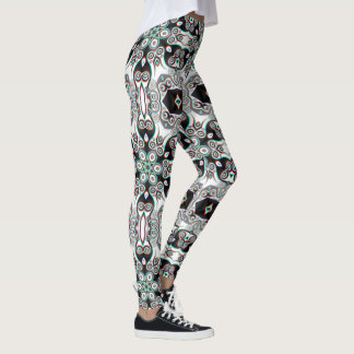 Kalejdoskopmönster 4 - svart vitt leggings