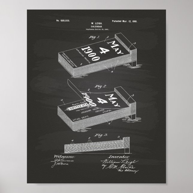 Kalendar 1901 Patent Konst Svarta tavlan Poster (Framsidan)