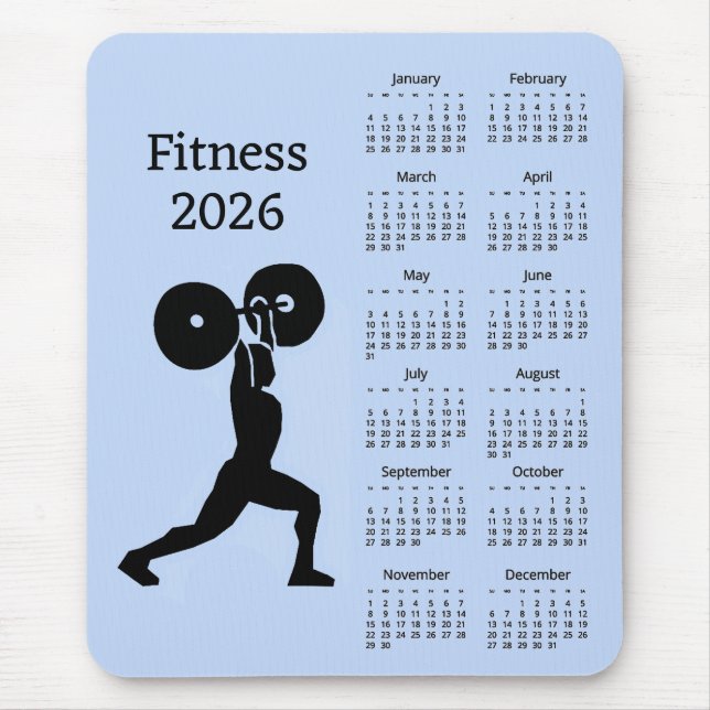 Kalendar för styrketräning 2026 musmatta (Framsidan)