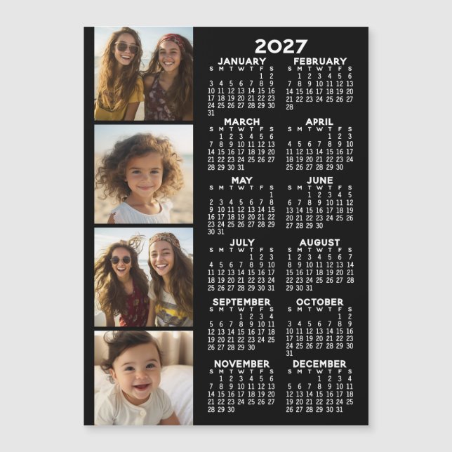 Kalendar med 4 Foto Collage Magnetisk Kort (Framsida)