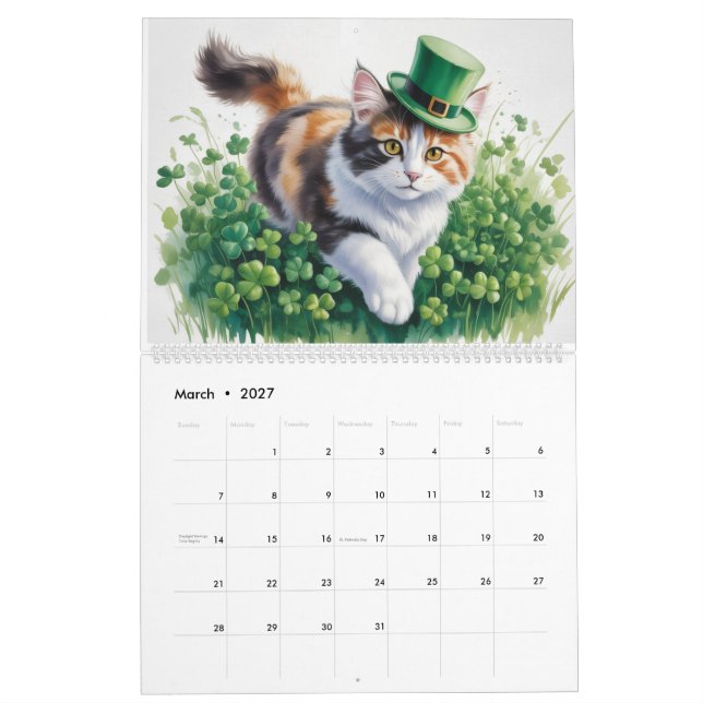 Kalendar med kalico-katter kalender (Mar 2027)