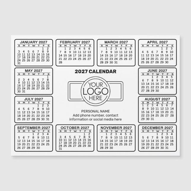 Kalendar med logotyp Kontaktinformation Magnet (Framsida)