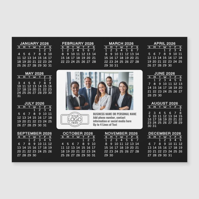 Kalendar med logotyp Kontaktinformation Magnet (Framsida)