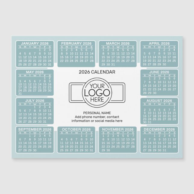 Kalendar med logotyp Kontaktinformation Magnet (Framsida)