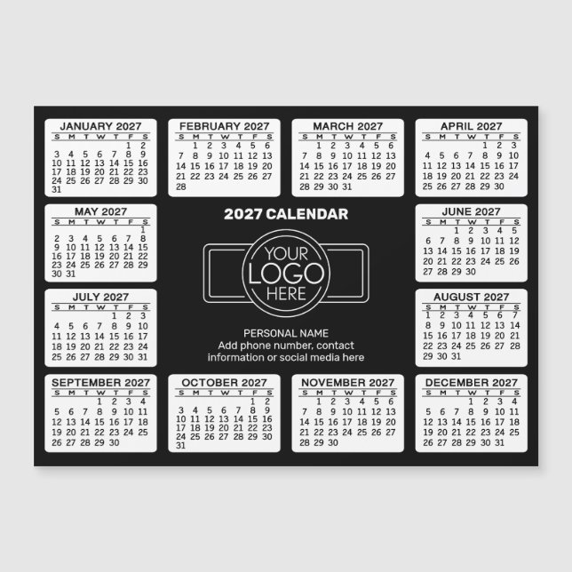 Kalendar med logotyp Kontaktinformation Svart - Ma (Framsida)