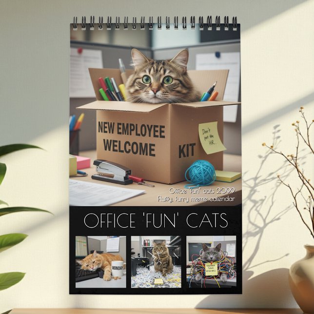 Kalendar med roliga kontorskatter 2026 / Kattfotok Kalender (Office Fun Cats Calendar / cats meme photo)