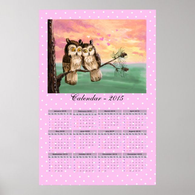 Kalendar med ugglor 2015 poster (Framsidan)