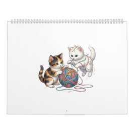 Kalendar Söt Lekfulla Katter med Garnboll Spira Kalender