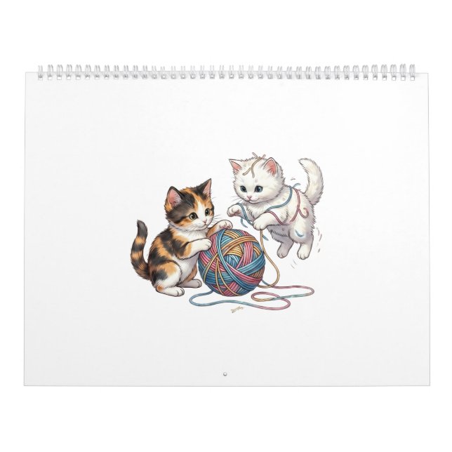 Kalendar Söt Lekfulla Katter med Garnboll Spira Kalender (Omslag)