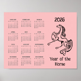 Kalendarposter för år 2026 - Hästens år Poster