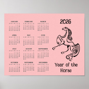 Kalendarposter för år 2026 - Hästens år Poster