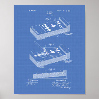 Kalender 1901 Patent Konst Blåtryck Poster