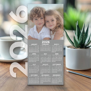 Kalender 1 Fotokollage - Kan redigera Grått - kort