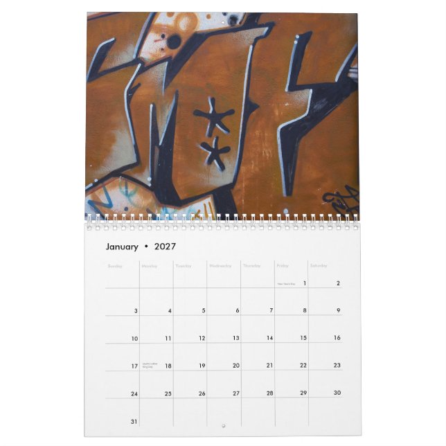 Kalender 2010 för grafittigatakonst (Jan 2027)