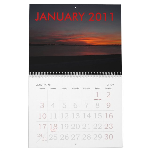 KALENDER 2011 AV SOLUPPGÅNGBILDER (Jan 2027)
