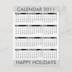 Kalender 2011 Glad helg Postcard Grått Vykort
