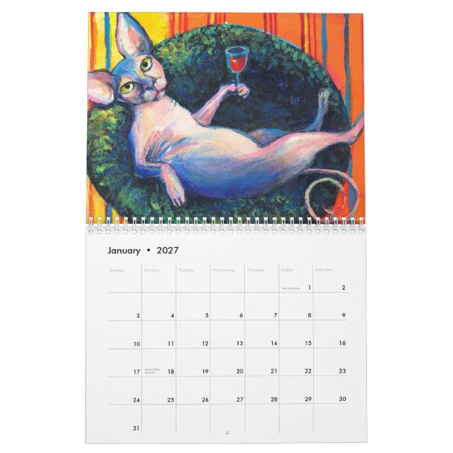 Kalender 2013 för Sphynx kattvägg Svetlana (Jan 2027)