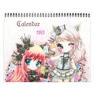Kalender 2013 - Härlig animechibiillustration