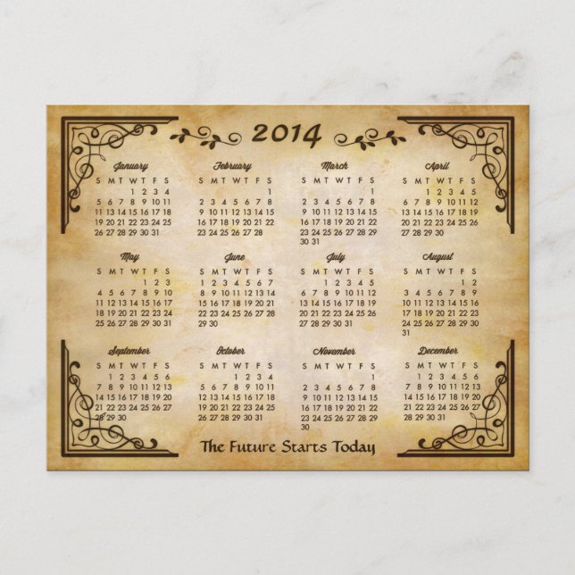Kalender 2014 - Antique Ram och Gamla Pappra Stil Vykort (Framsida)