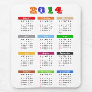 Kalender 2014 - den standarda mångan färgar tema musmatta