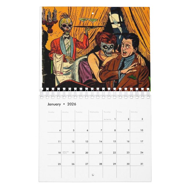 Kalender 2014 för vintagefasatecknader (Jan 2026)