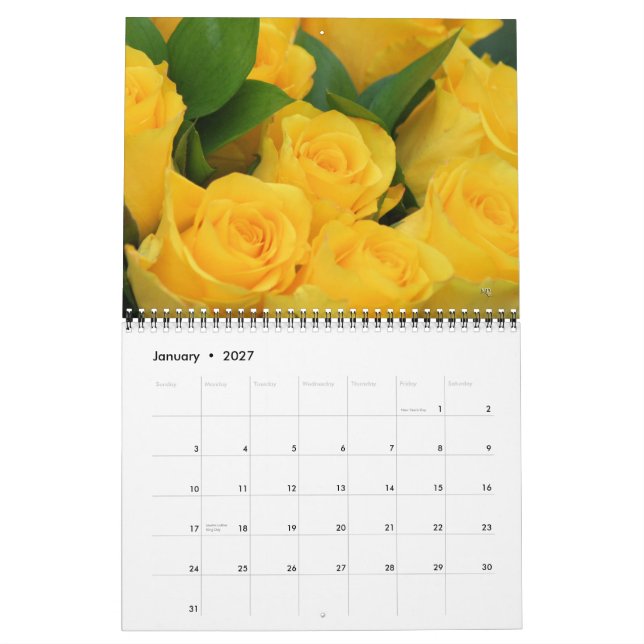 Kalender 2014 Gul ros - REDIGERA ÅR efter behov (Jan 2027)