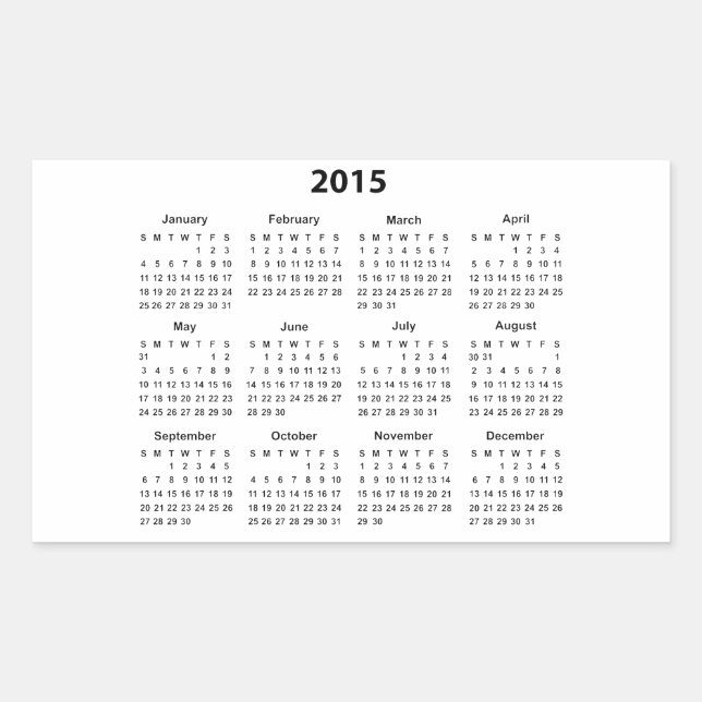Kalender 2015 rektangulärt klistermärke (Framsida)