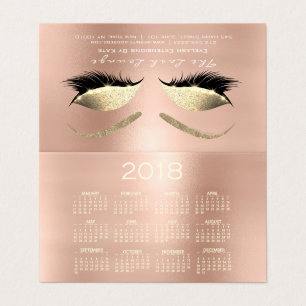 Kalender 2018 Beauty Studio Lash Rosa ros Ögon Visitkort