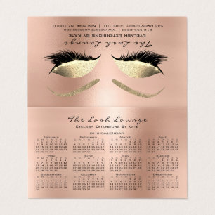 Kalender 2018 Beauty Studio Lash Rosa ros Visitkort