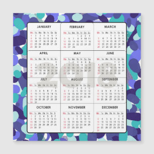 Kalender 2018 kvadrerar magnetiska blått pricker