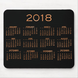 Kalender 2018 Metallisk svart koppar Ro Guld Musmatta