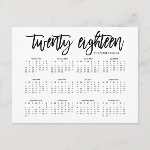 Kalender 2018 Modern typografi Vykort