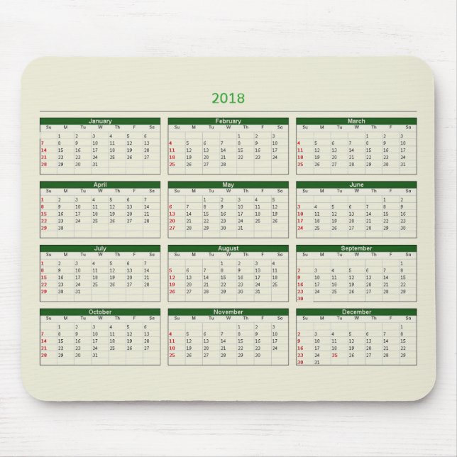 Kalender 2018 musmatta (Framsidan)