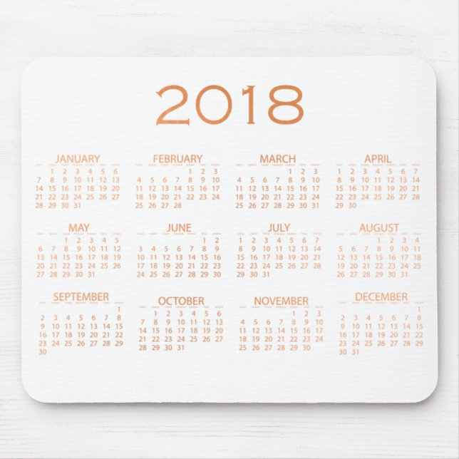 Kalender 2018 Vit delikat koppar Ro Guld Musmatta (Framsidan)