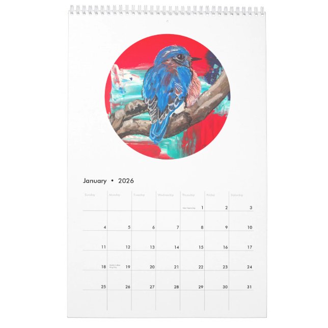 Kalender 2019 - fåglar och kaniner (Jan 2026)
