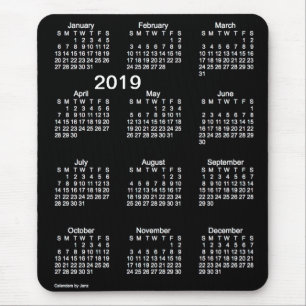 Kalender 2019 för stort tryck för neonvit vid Ja Musmatta