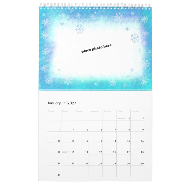 Kalender 2019 för vägg för personligfamiljfoto (Jan 2027)