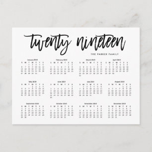Kalender 2019 Modern typografi Vykort