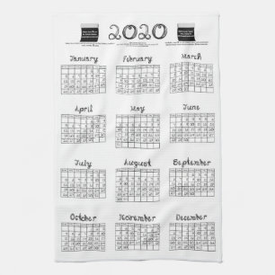 kalender 2020 kasta i sig svart vitkök för tyg kökshandduk