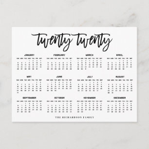Kalender 2020 Modern typografi Vykort