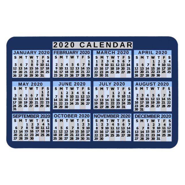 Kalender 2020 (se beskrivning för ny version) magnet (Horisontell)