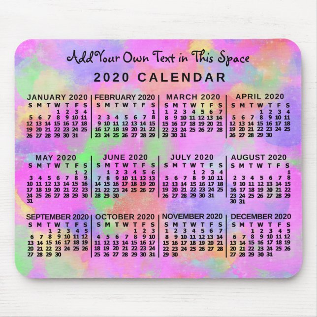 Kalender 2020 (se beskrivning för ny version) musmatta (Framsidan)