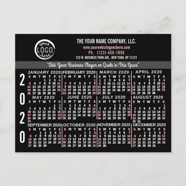 Kalender 2020 (se beskrivning för ny version) vykort (Framsida)