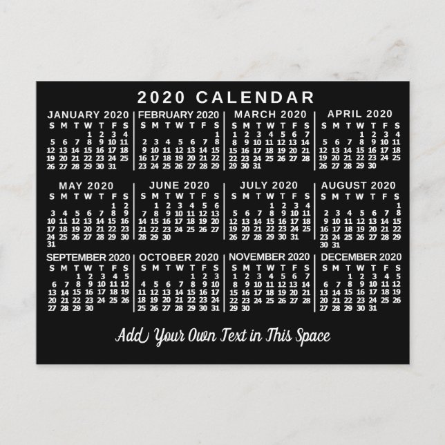 Kalender 2020 (se beskrivning för ny version) vykort (Framsida)