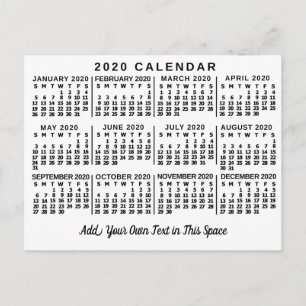 Kalender 2020 (se beskrivning för ny version) vykort