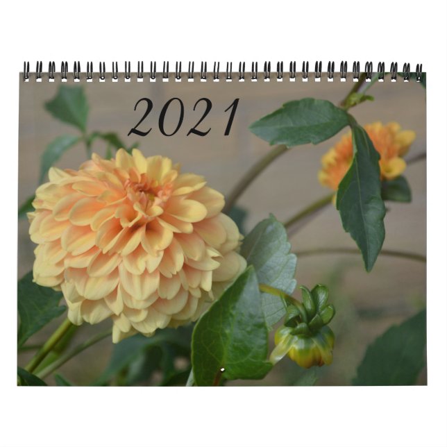 Kalender 2021 med tolv månaders dahlias (Omslag)