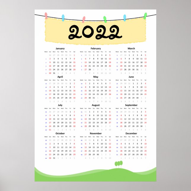 Kalender 2022 Affisch - söndagsstart (Framsidan)