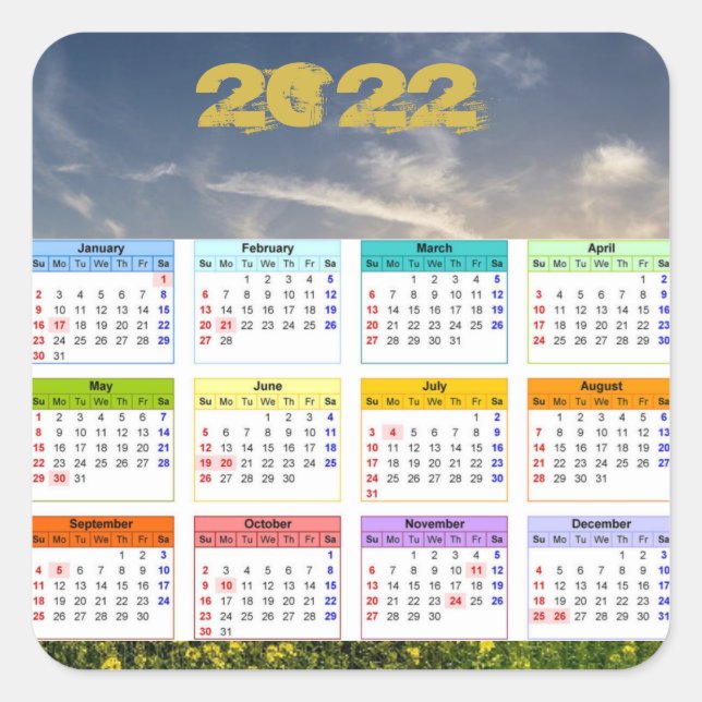 Kalender 2022 fyrkantigt klistermärke (Framsida)