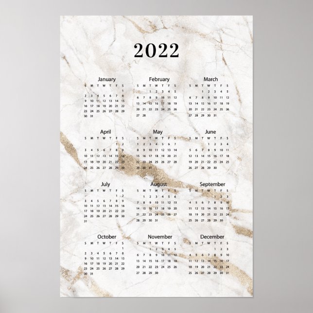 Kalender 2022 Poster i marmor (Framsidan)